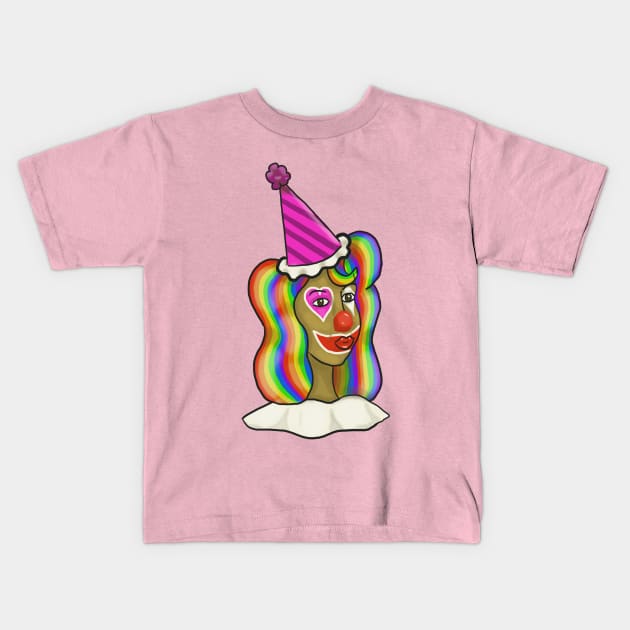 Rainbow Clown Kids T-Shirt by tesiamarieart